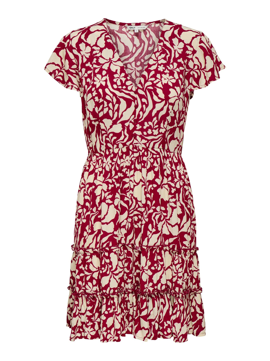 Only 15320419 Claudette jurk kort rood dessin – dames