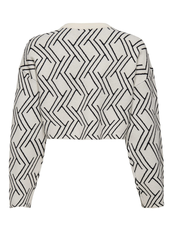 Kids Only KOGANNY LS SHORT O-NECK KNT trui ecru dessin – meisjes