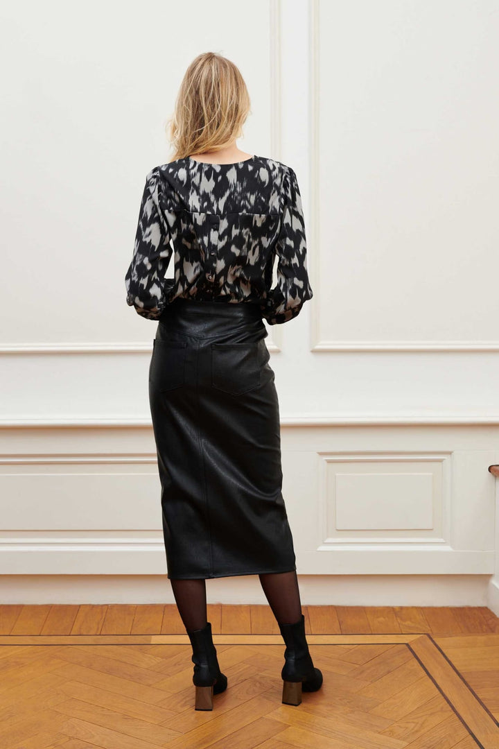 Lofty Manner PK38 Skirt Puck - midi rok zwart dames
