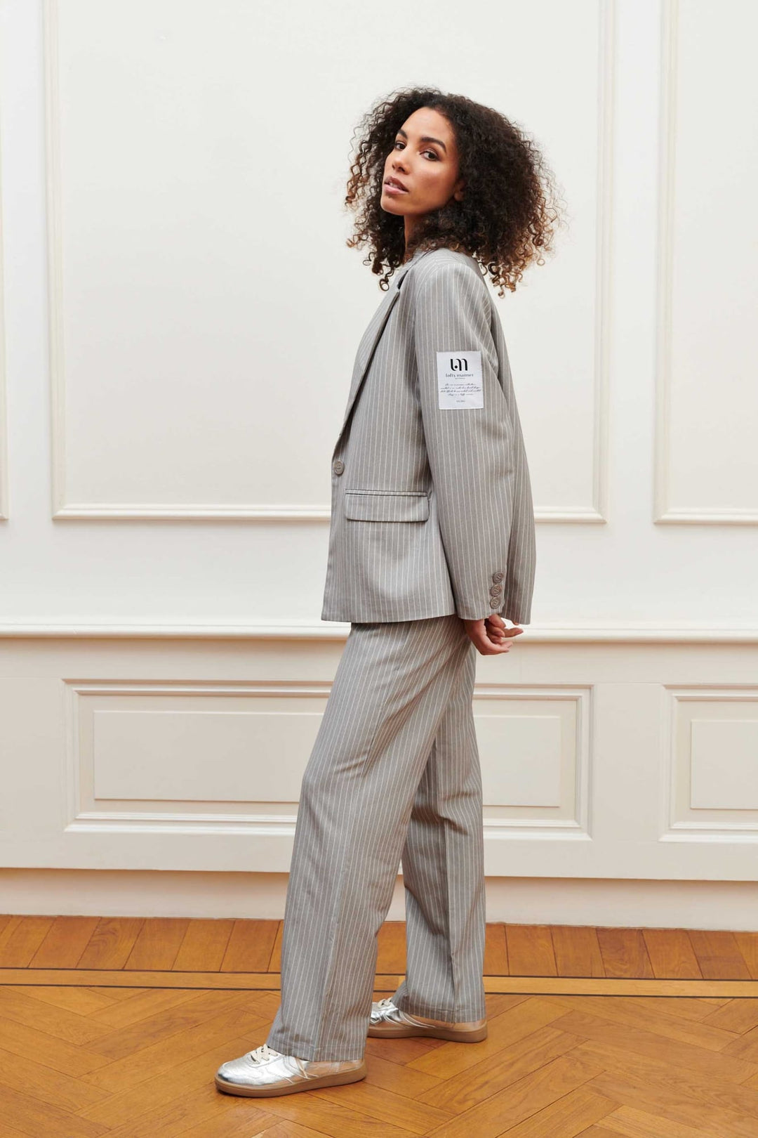 Lofty Manner PK44 Blazer Liset – dames blazer grijs dessin