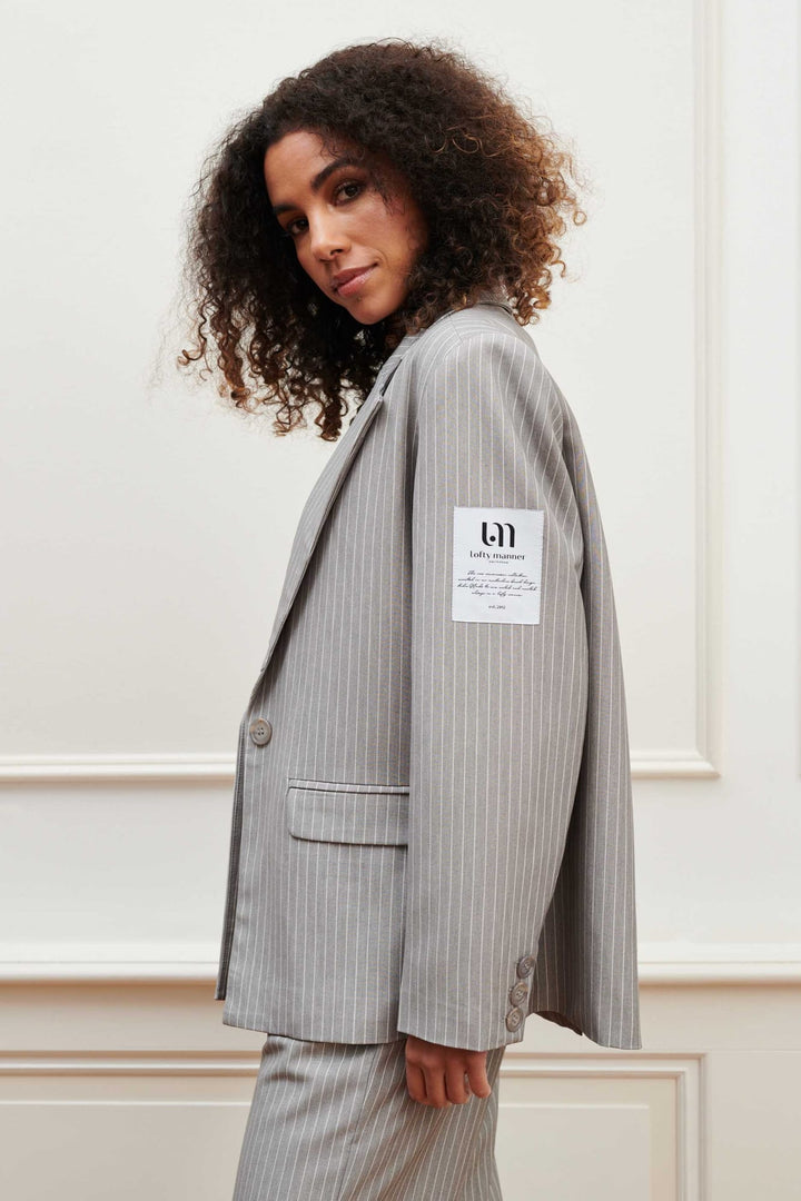 Lofty Manner PK44 Blazer Liset – dames blazer grijs dessin