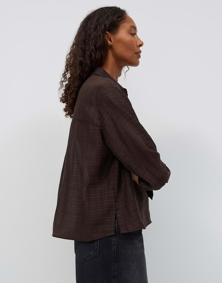 Opus Fargyle 10622514503465 blouse l/m dames bruin dessin