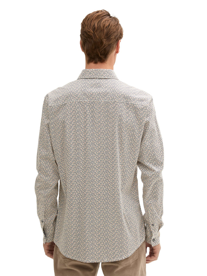 Tom Tailor 1043800 overhemd l/m ecru dessin – heren