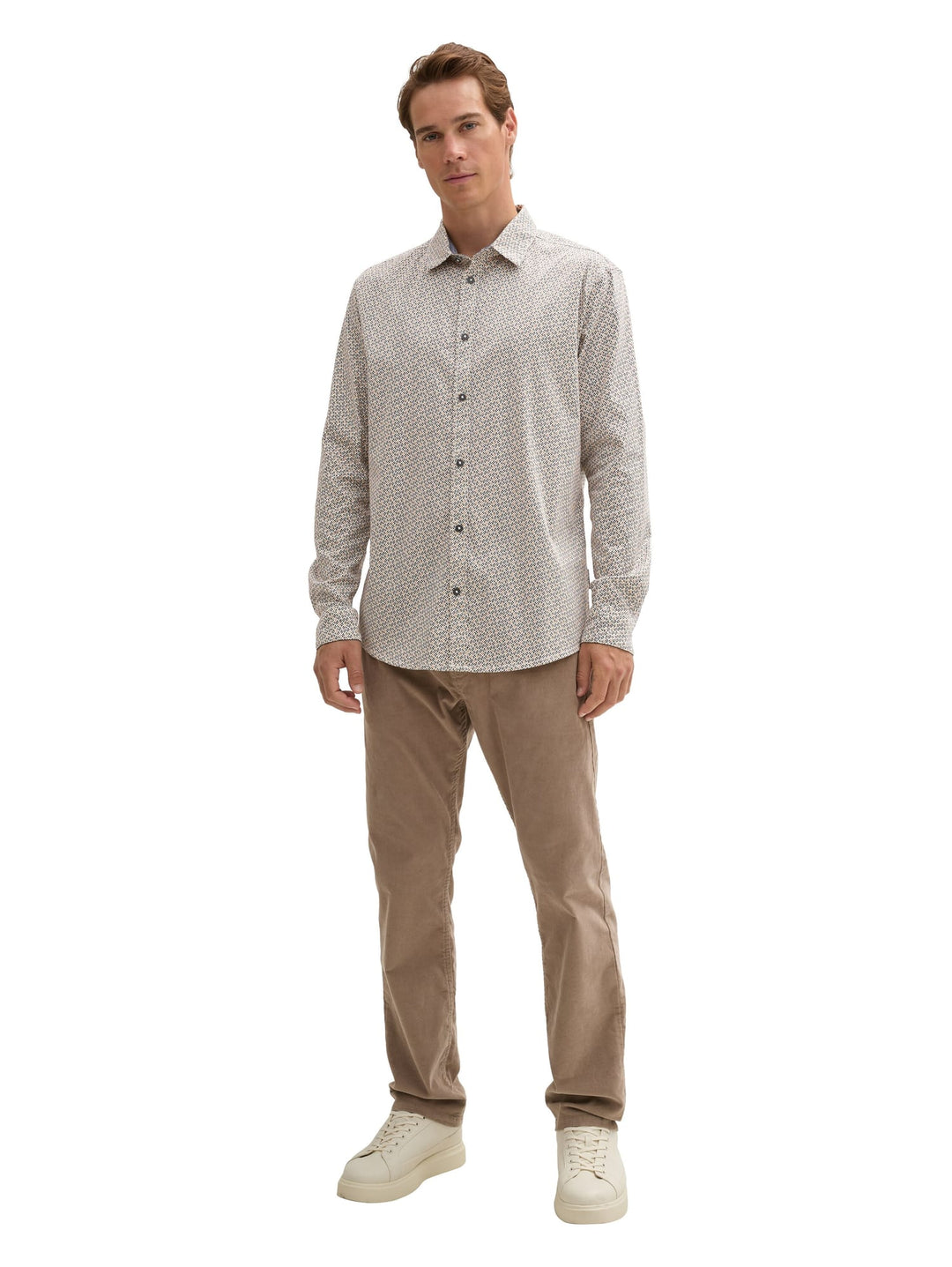 Tom Tailor 1043800 overhemd l/m ecru dessin – heren