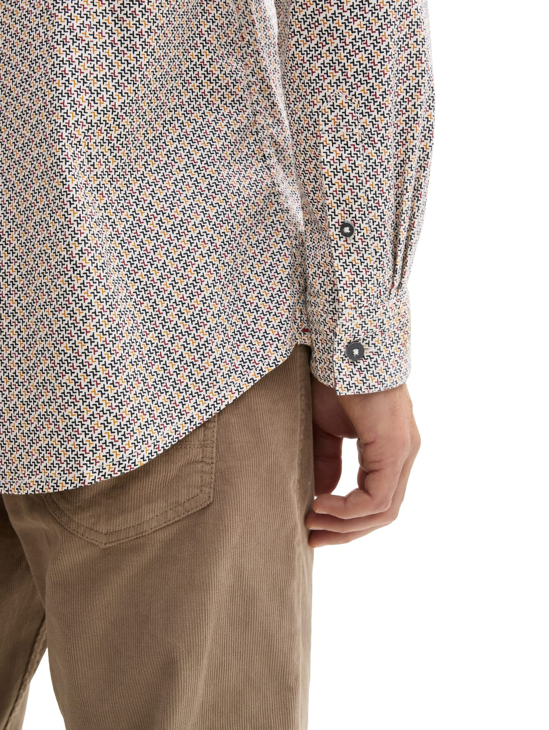 Tom Tailor 1043800 overhemd l/m ecru dessin – heren