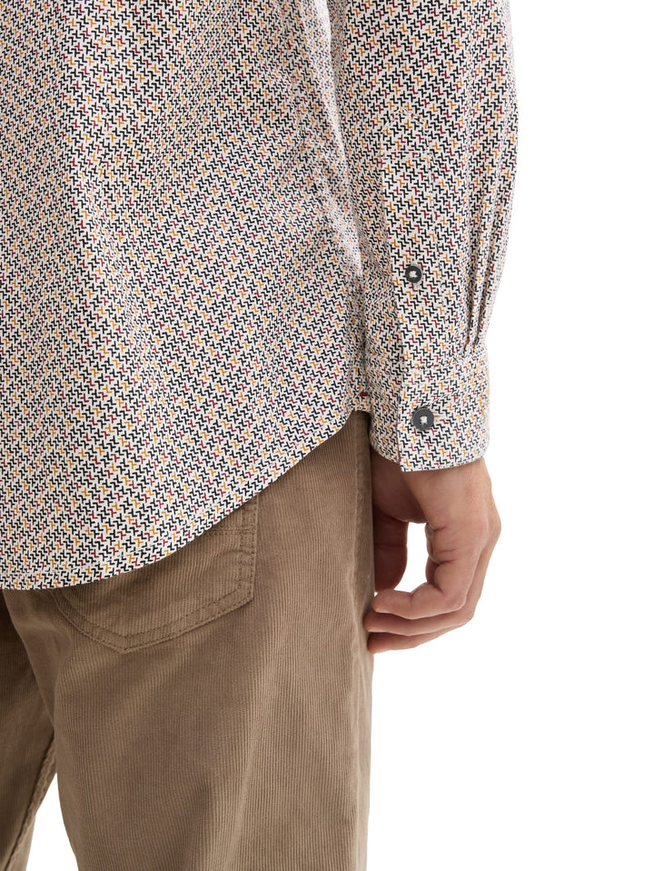 Tom Tailor 1043800 overhemd l/m ecru dessin – heren