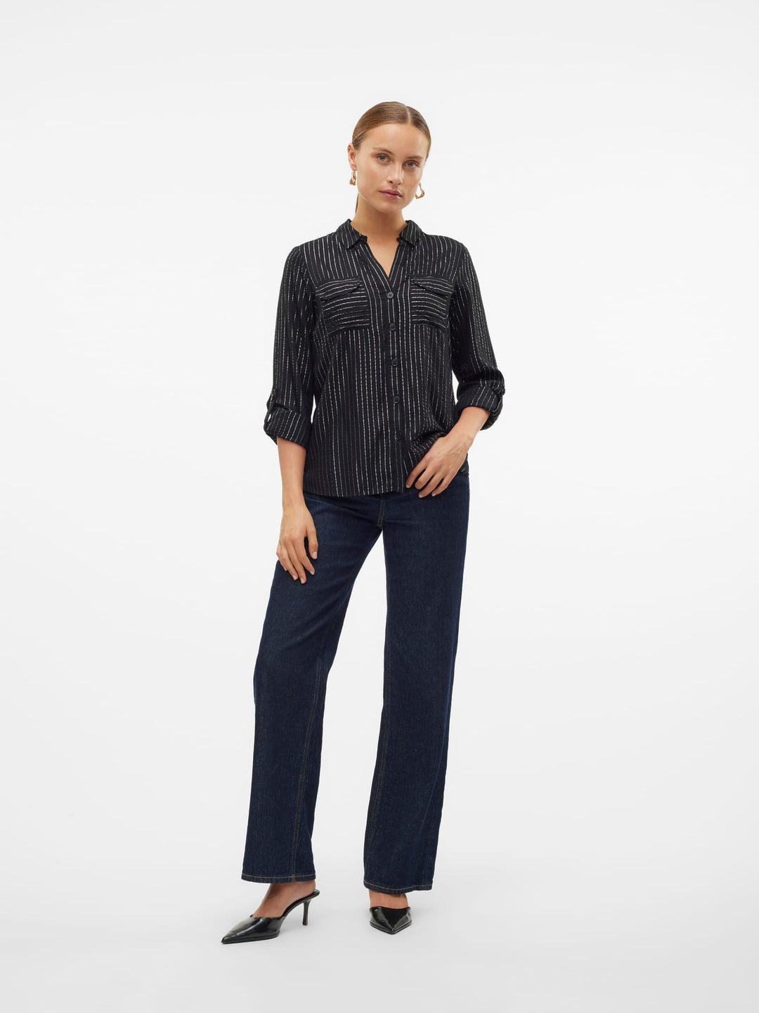 VERO MODA Bumpy blouse zwart dessin – dames