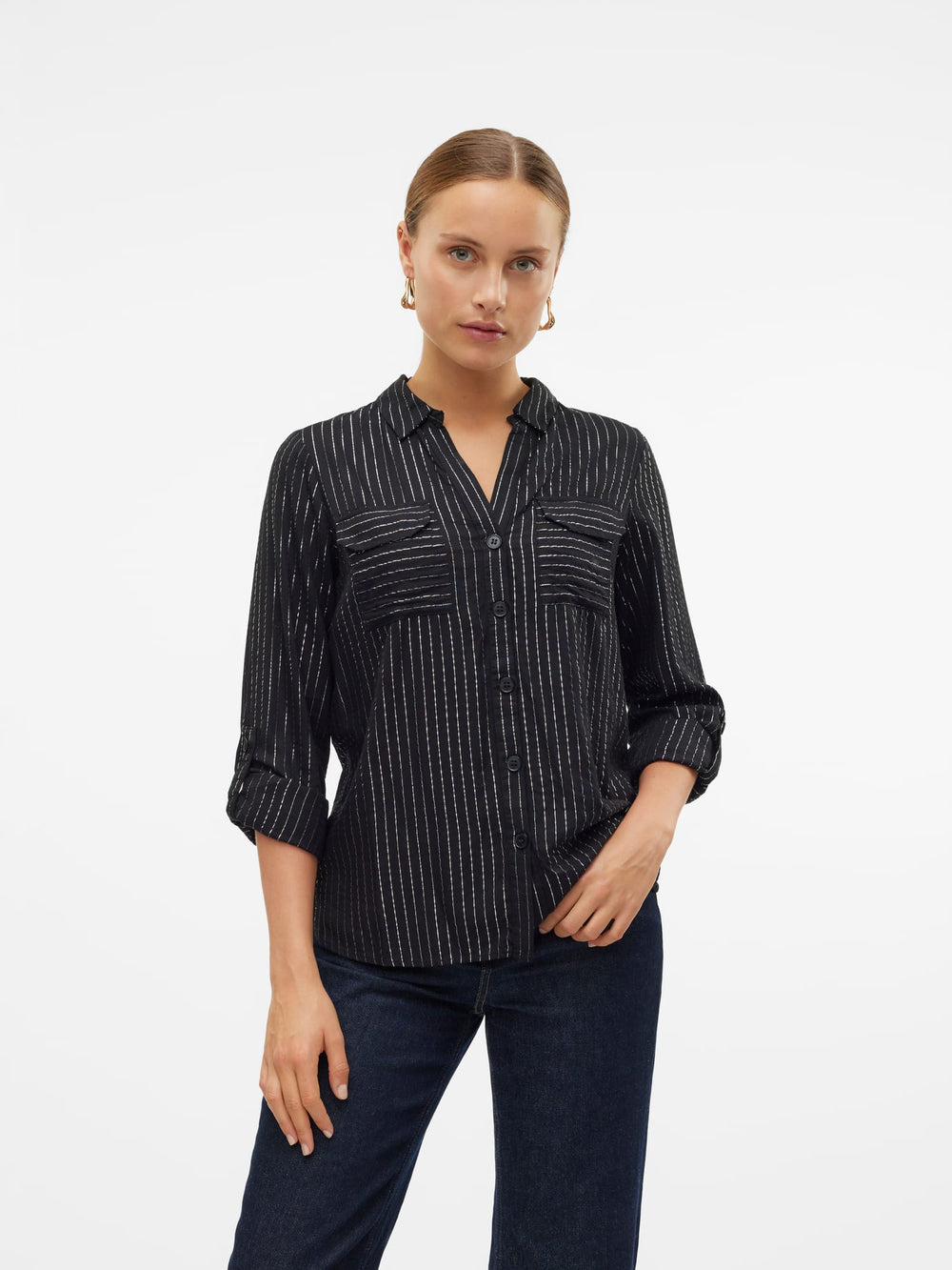 VERO MODA Bumpy blouse zwart dessin – dames