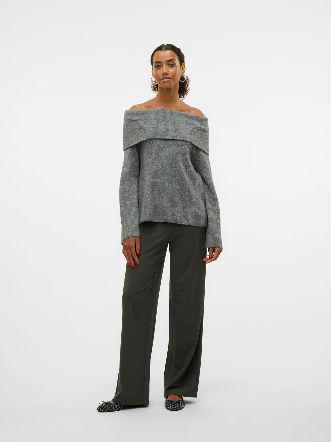 VERO MODA VMBERLIN ZAMIRA MW WIDE PANT donkergroen - dames - L34