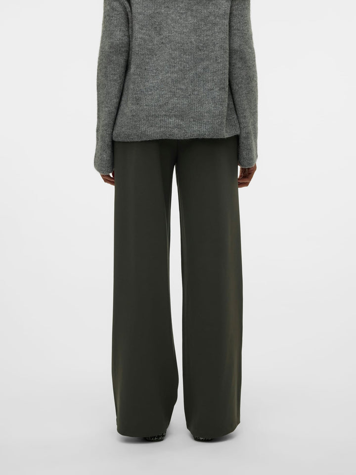 VERO MODA VMBERLIN ZAMIRA MW WIDE PANT donkergroen - dames - L34