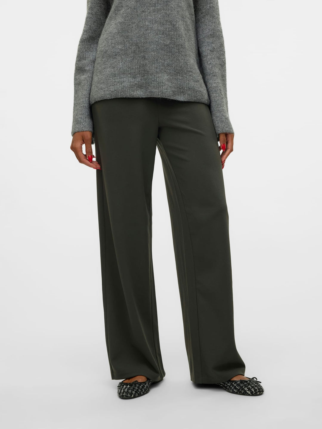 VERO MODA VMBERLIN ZAMIRA MW WIDE PANT donkergroen - dames - L34