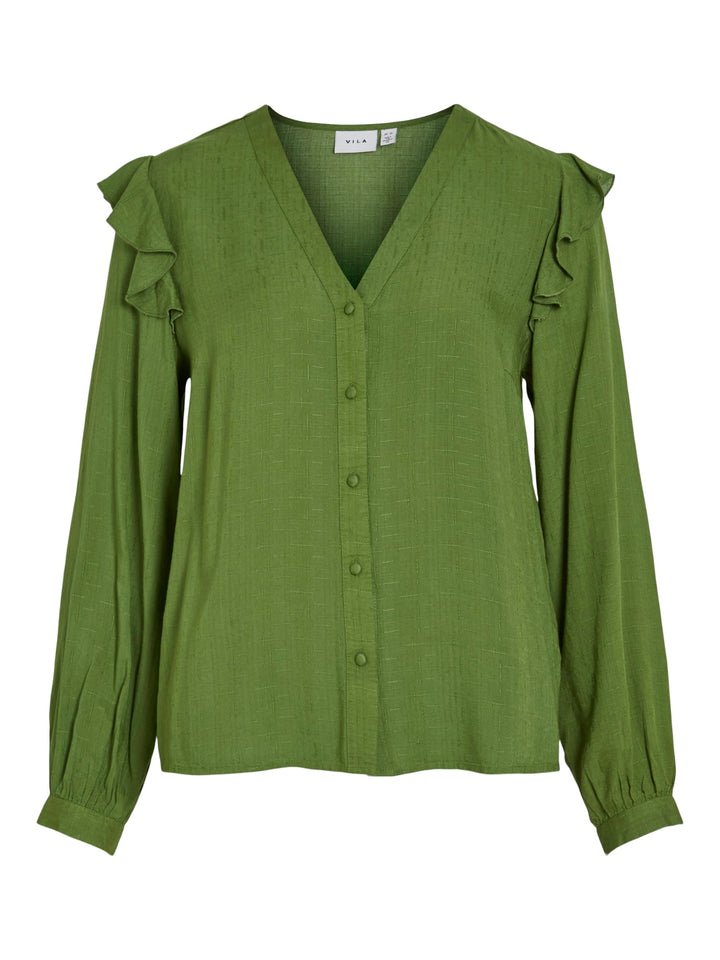 Vila VIDESTINA V-NECK L/S TOP groen – dames blouse