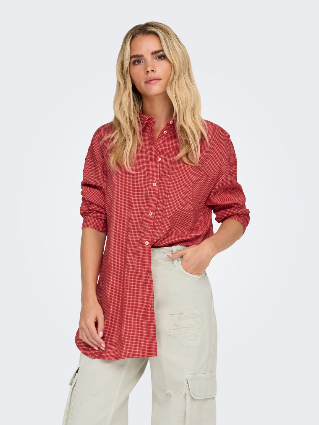 Only Maggie blouse rood dessin – dames