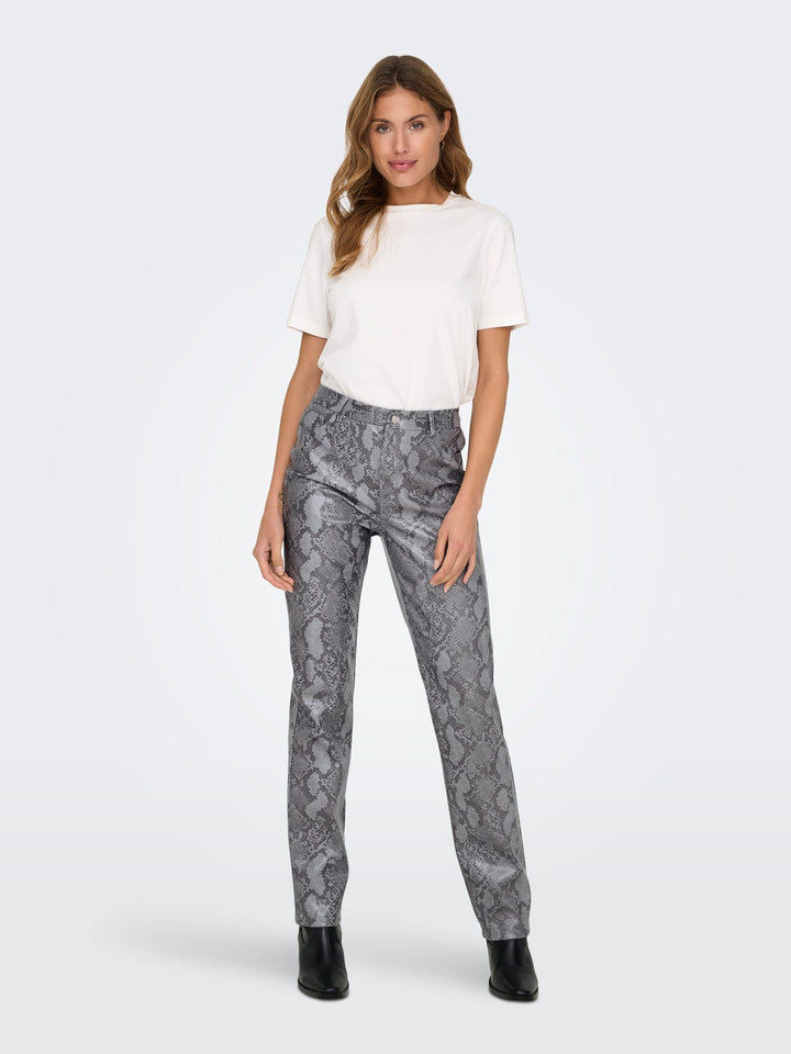 Only 15328138 Azula lange broek dames grijs dessin - L32