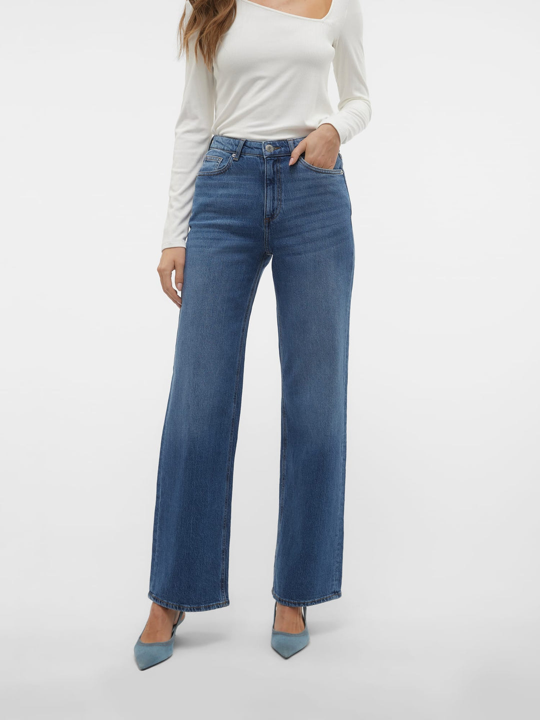 VERO MODA Tessa wide fit jeans – dames - Blue Denim - L32