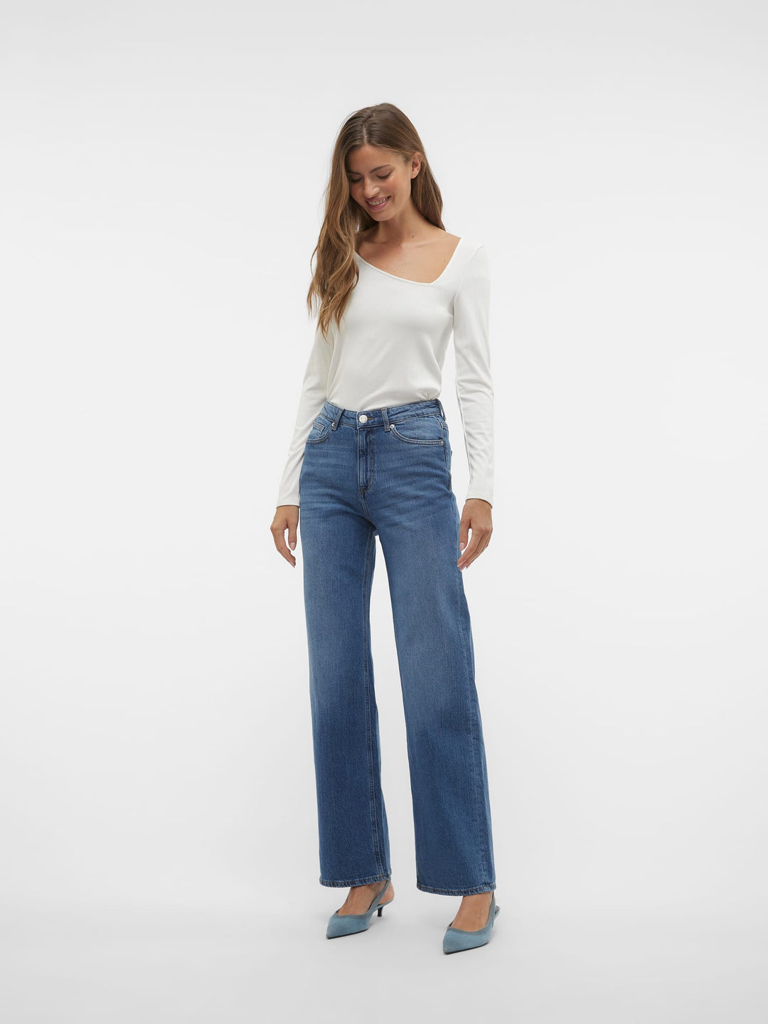 VERO MODA Tessa wide fit jeans – dames - Blue Denim - L32