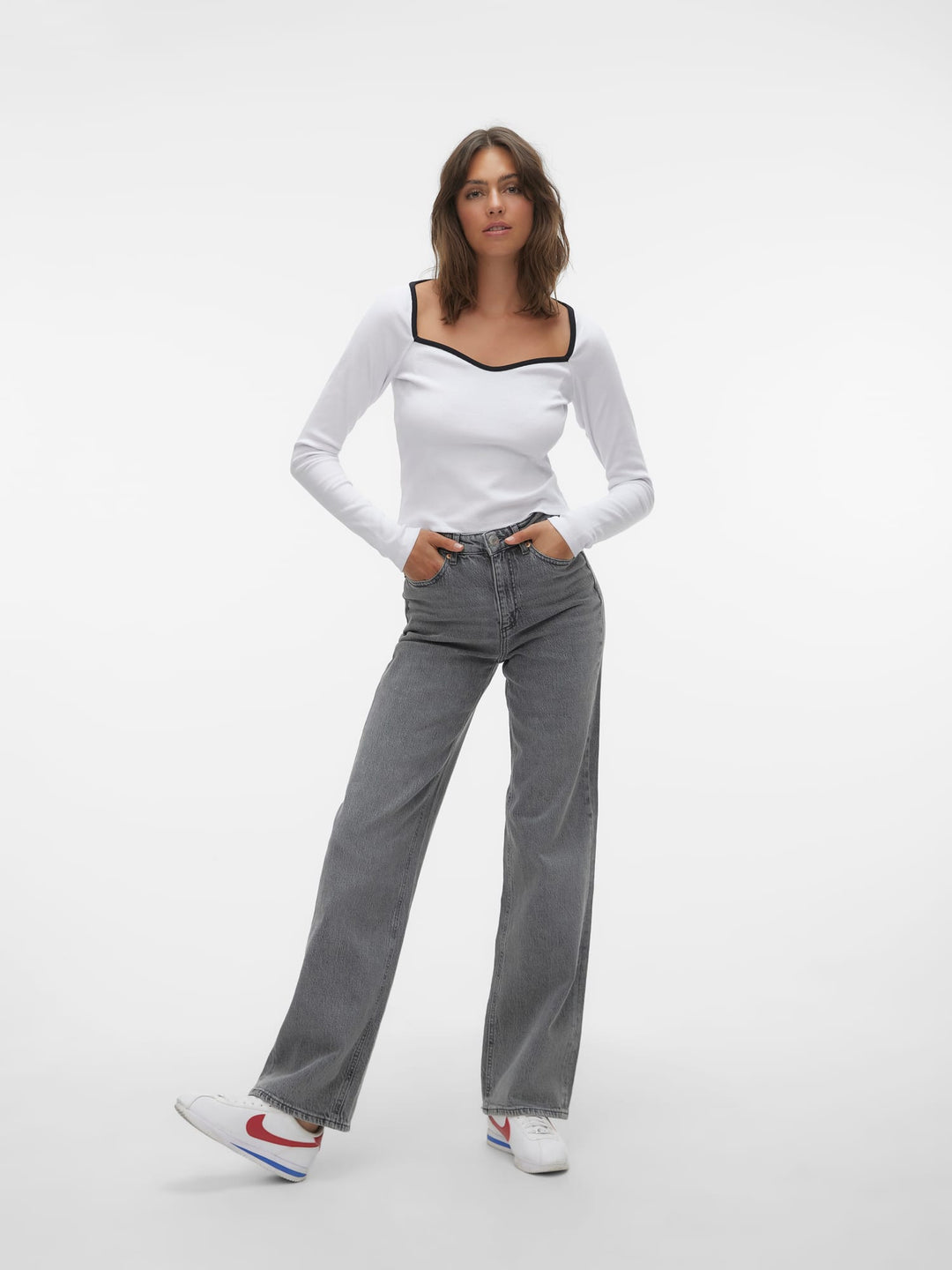 VERO MODA Tessa wide fit jeans grey denim – dames - L34