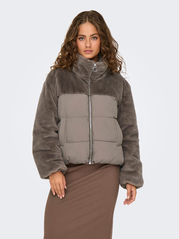 Only 15292945 Wanja winterjas taupe – dames