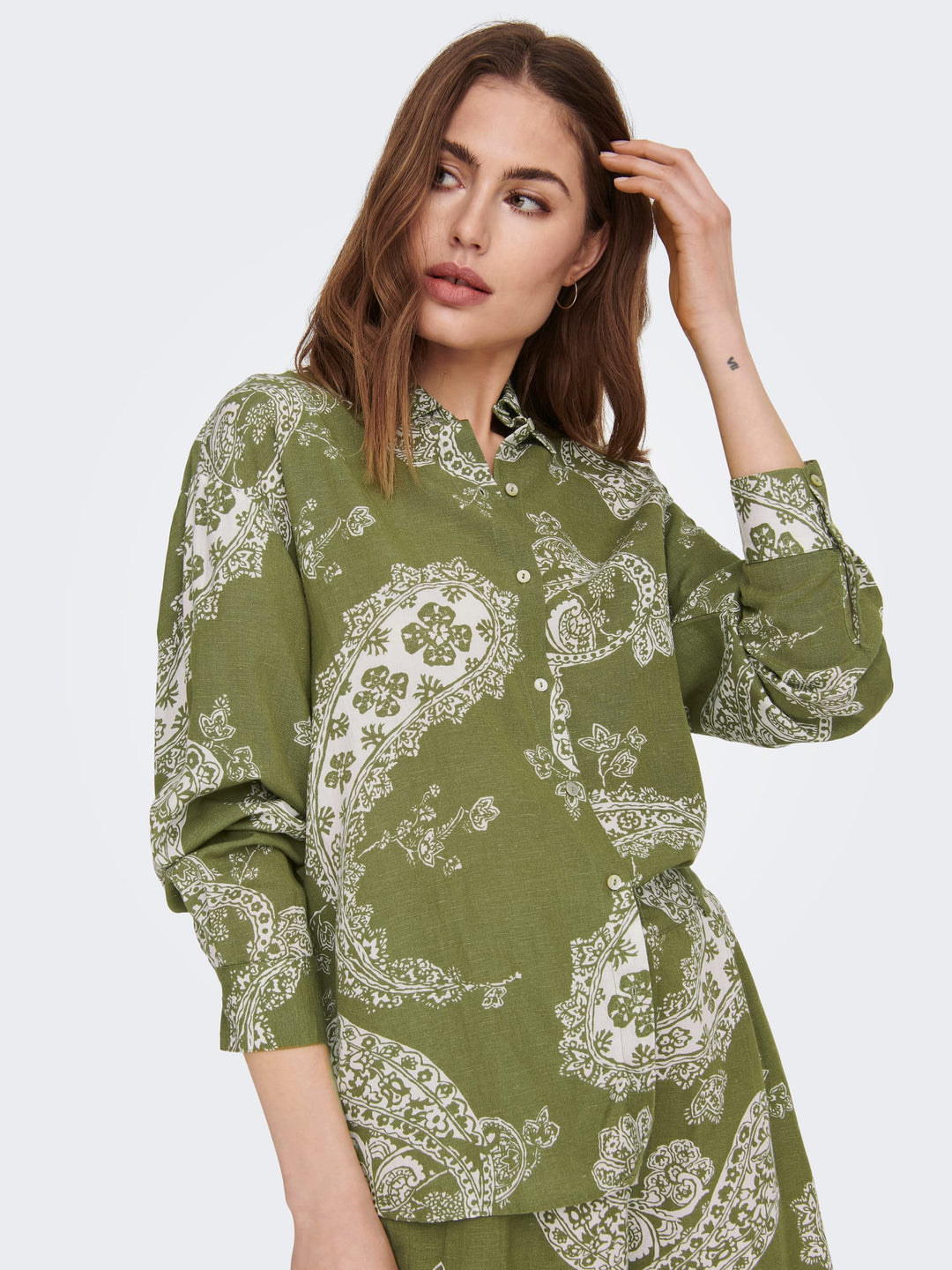 Only Bella blouse groen dessin – dames