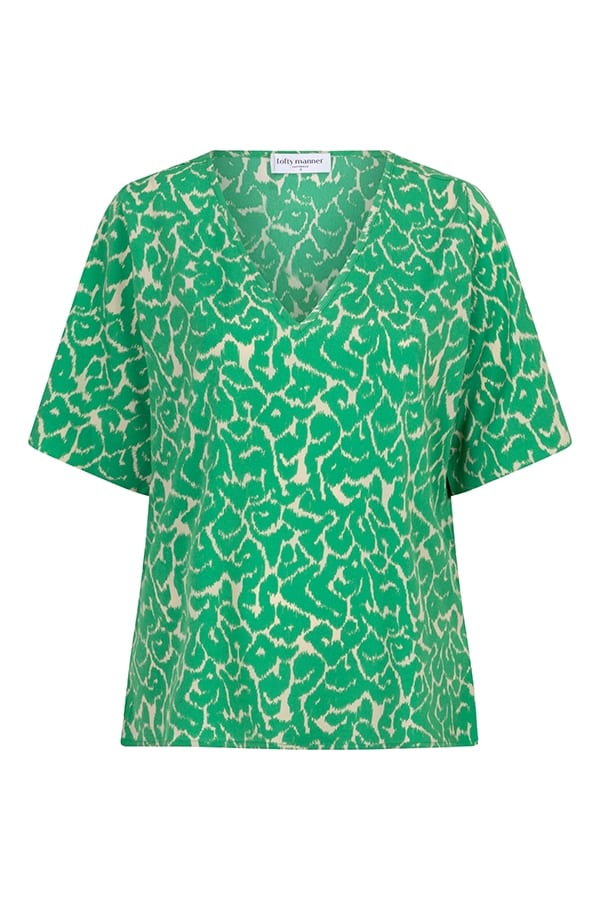 Lofty Manner Blouse Iggy – dames blouse groen dessin
