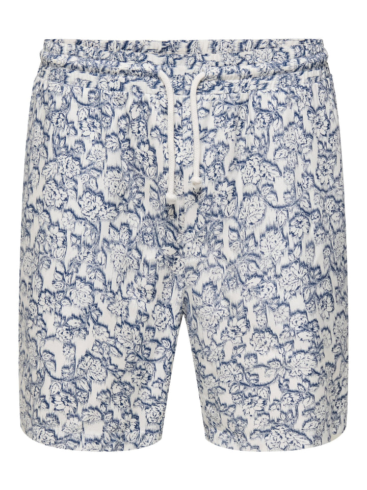 ONLY & SONS ONSTEL DASH LIFE REG AOP SHORTS – heren - Wit Dessin