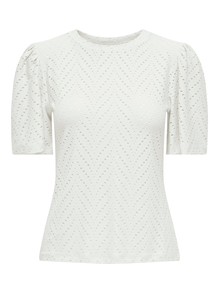 Jacqueline de Yong JDYCARLA CATHINKA S/S Top – dames - Wit Dessin