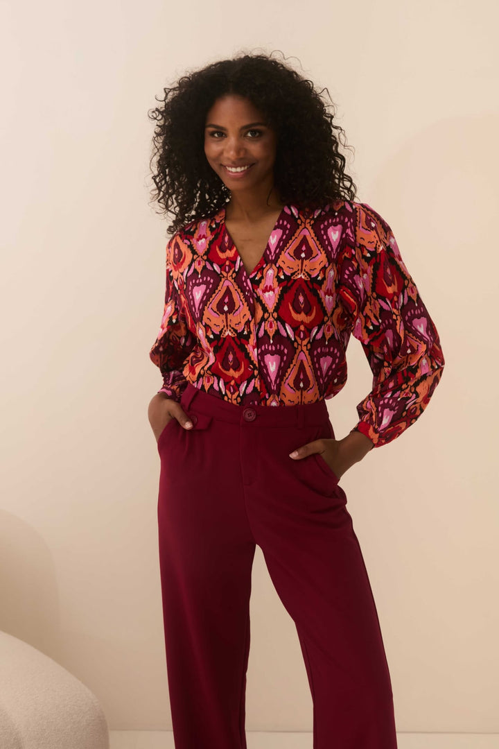 Lofty Manner Blouse Livie – dames blouse rood dessin