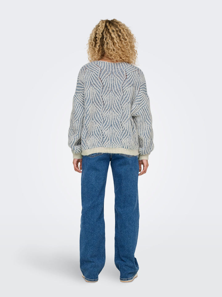 Only Elin trui ecru dessin – dames gebreide pullover