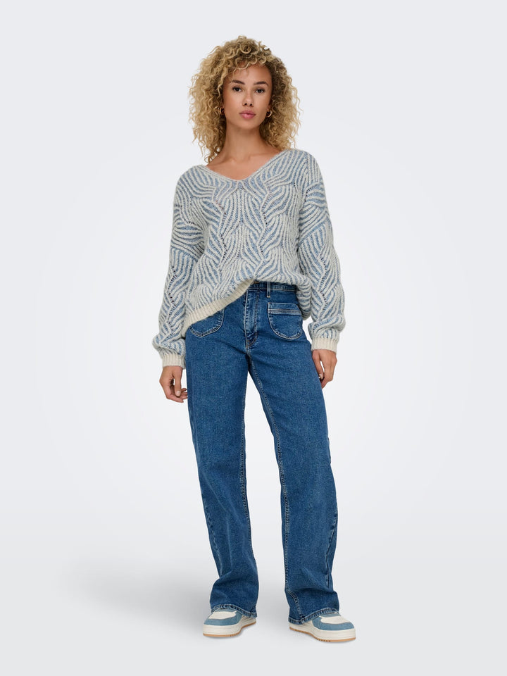 Only Elin trui ecru dessin – dames gebreide pullover