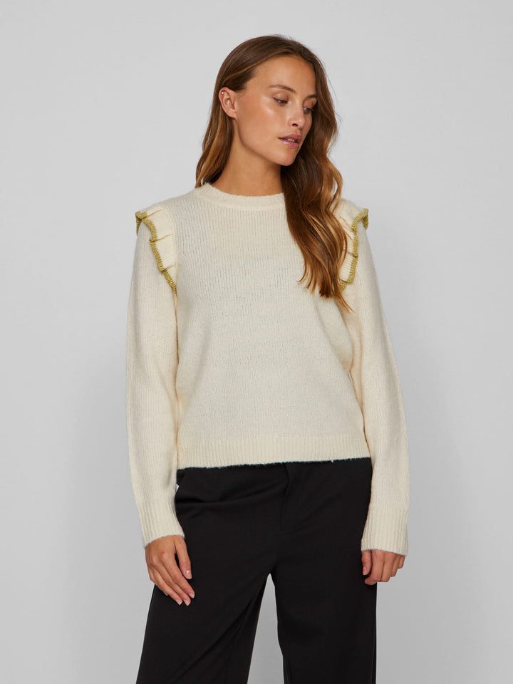 Vila 14100771 nanzy trui dames - beige