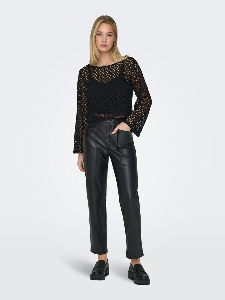Only 15323314 Lion top l/m dames zwart