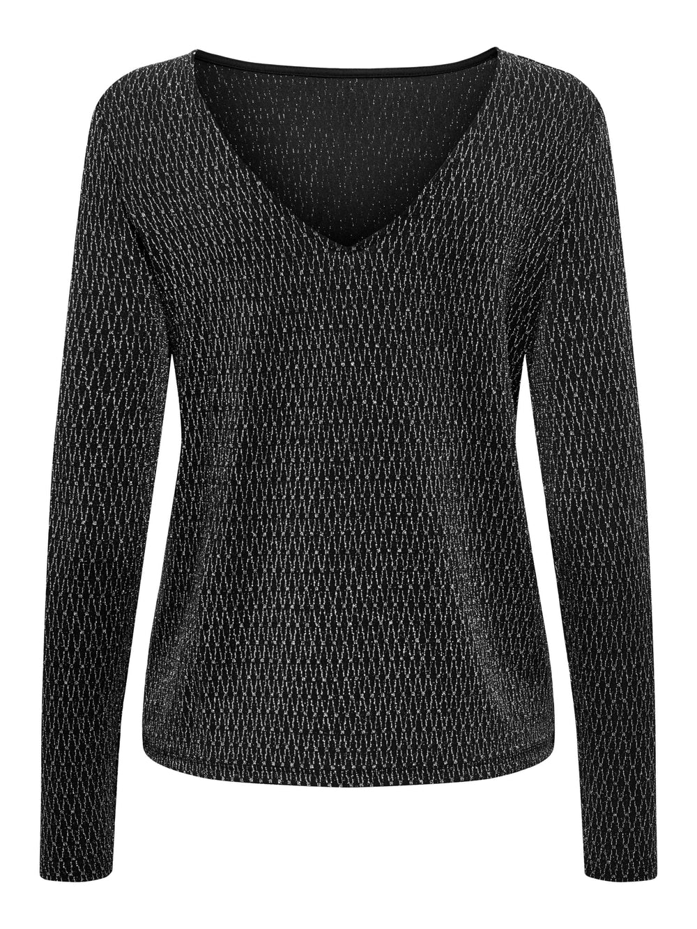 Only ONLCAROL L/S 2-WAY GLITTER MIX TOP – dames top - Zwart Dessin