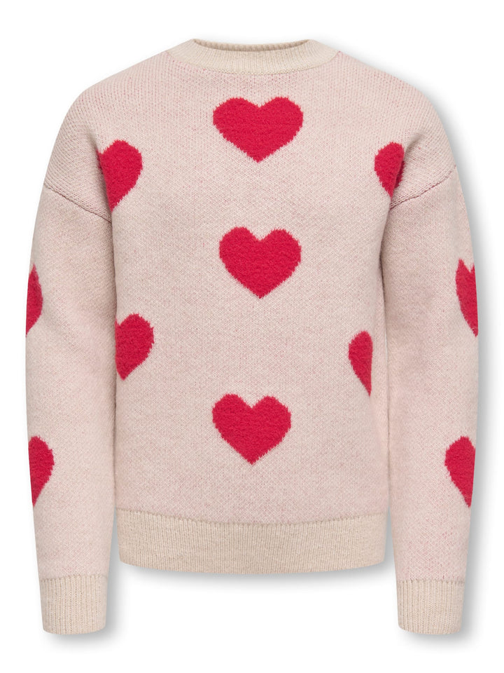 Kids Only KOGNAJA L/S FLOWER PULLOVER KNT – trui meisjes - Ecru Dessin