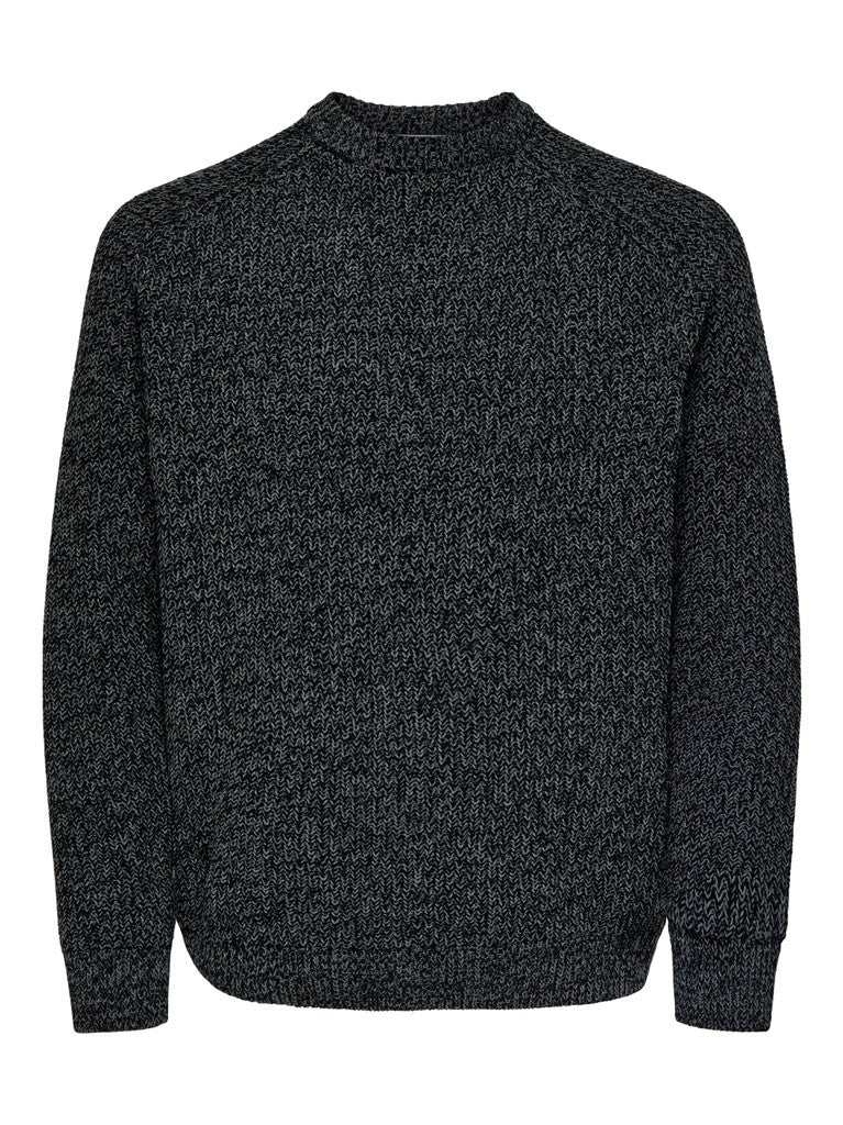 ONLY & SONS gebreide pullover zwart dessin – heren