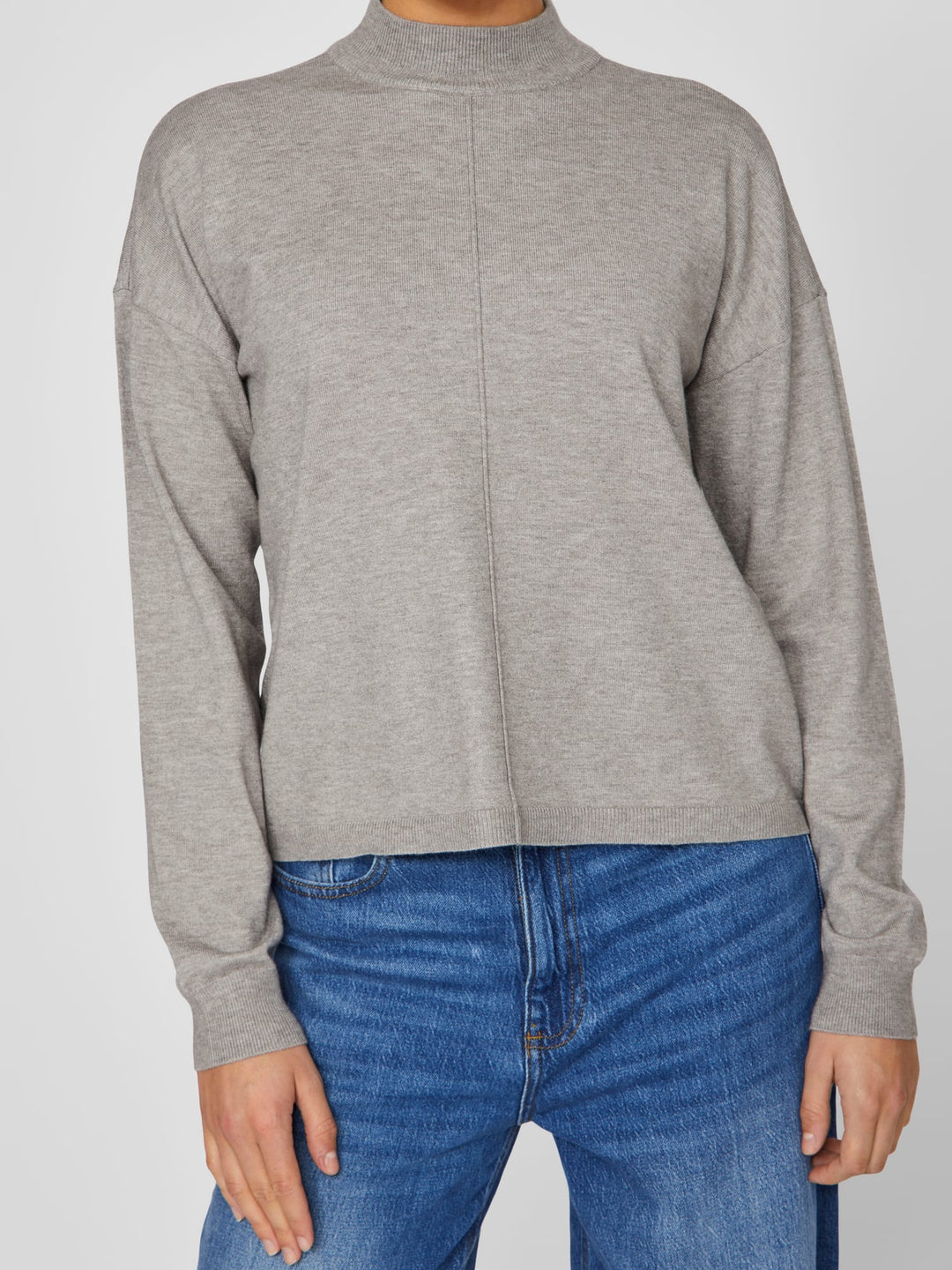 Vila VIAMANDA L/S KNIT TOP grijs melee – dames trui