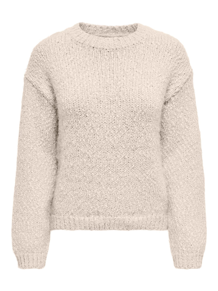 Only ONLBEA LS O-NECK CC KNT trui beige – dames