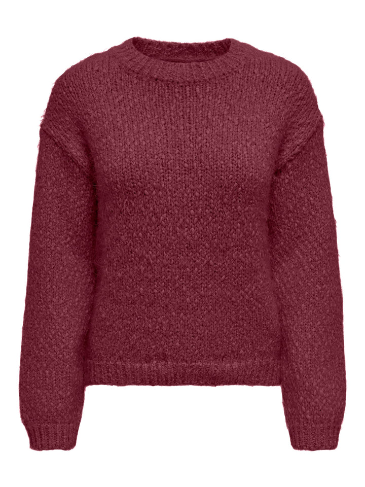 Only gebreide pullover wijnrood – dames