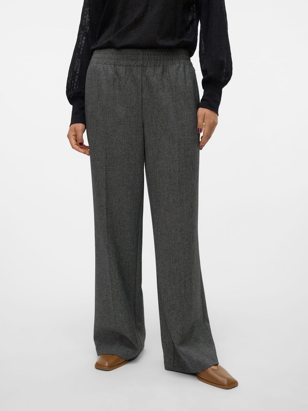 VERO MODA VMANNI MW WIDE PULL UP PANT antraciet – dames - L34