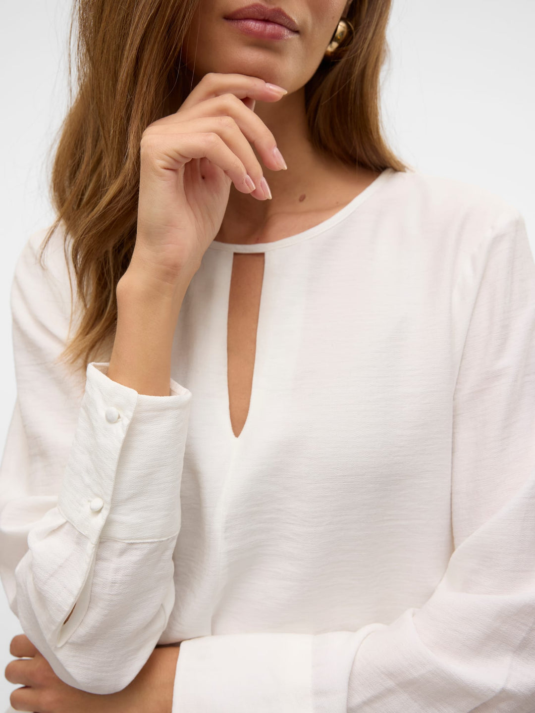 VERO MODA VMSONJA LS TOP WVN GA – dames blouse - Off-white
