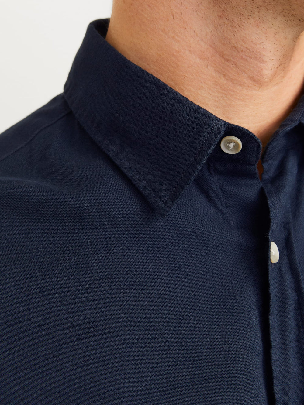 Jack & Jones JJPIERRE SLUB SHIRT LS – heren overhemd - Navy