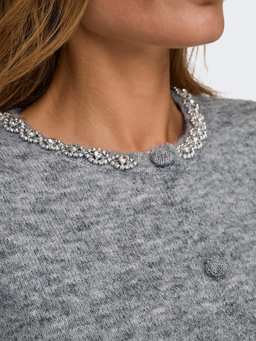 Jacqueline de Yong 15344982 alva vest gebreid grijs melee