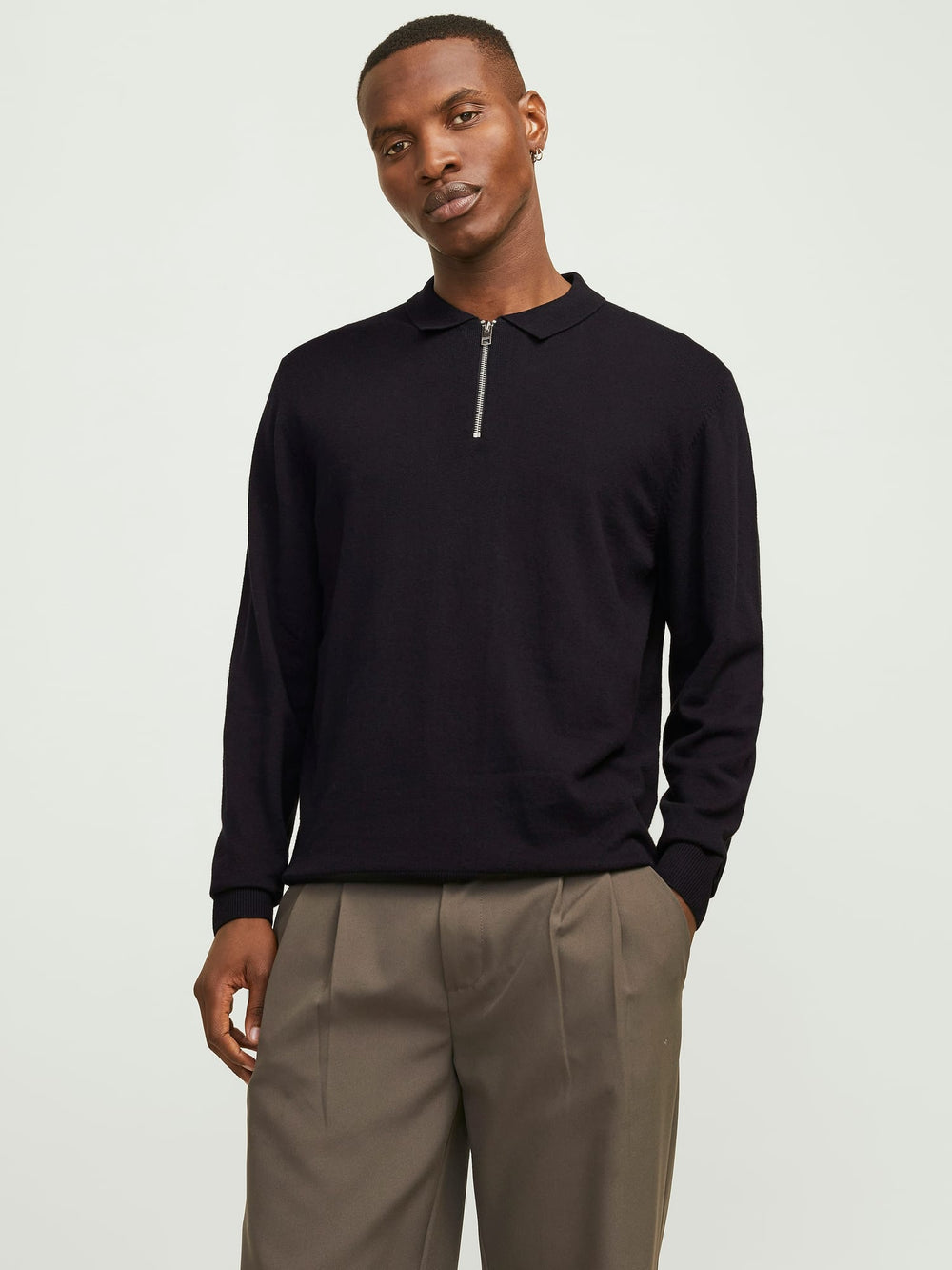 Jack & Jones trui zwart – JJEEMIL KNIT POLO