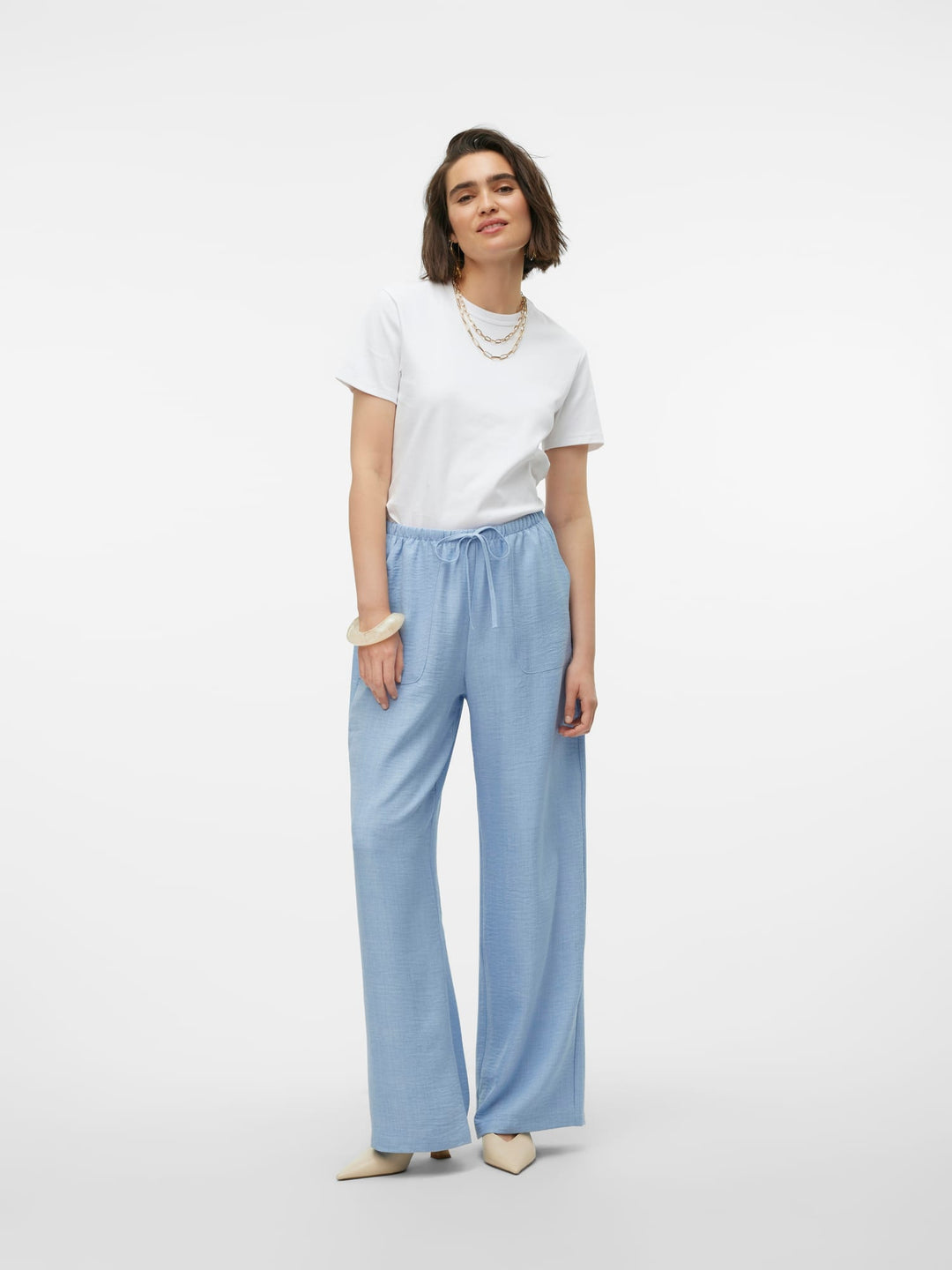 VERO MODA VMMELANEY HW LOOSE PANT lichtblauw – dames