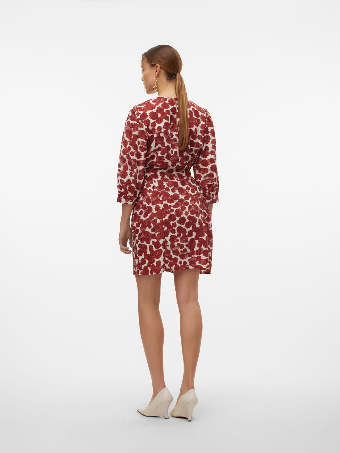 VERO MODA 10311130 Pila jurk kort dames – rood dessin