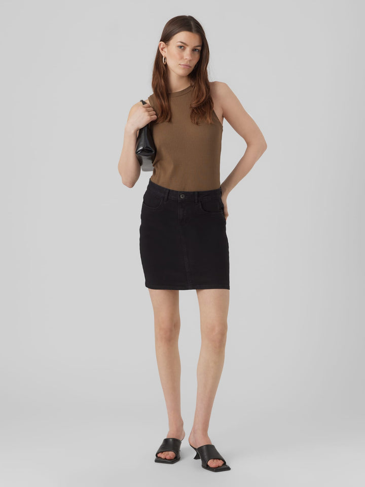 VERO MODA 10279491 Luna – denim rok kort dames - Black Denim