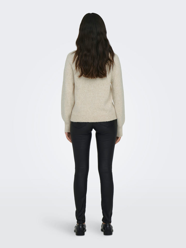 Only trui dames beige – ONLEMMA LS BUTTON ONECK KNT NOOS