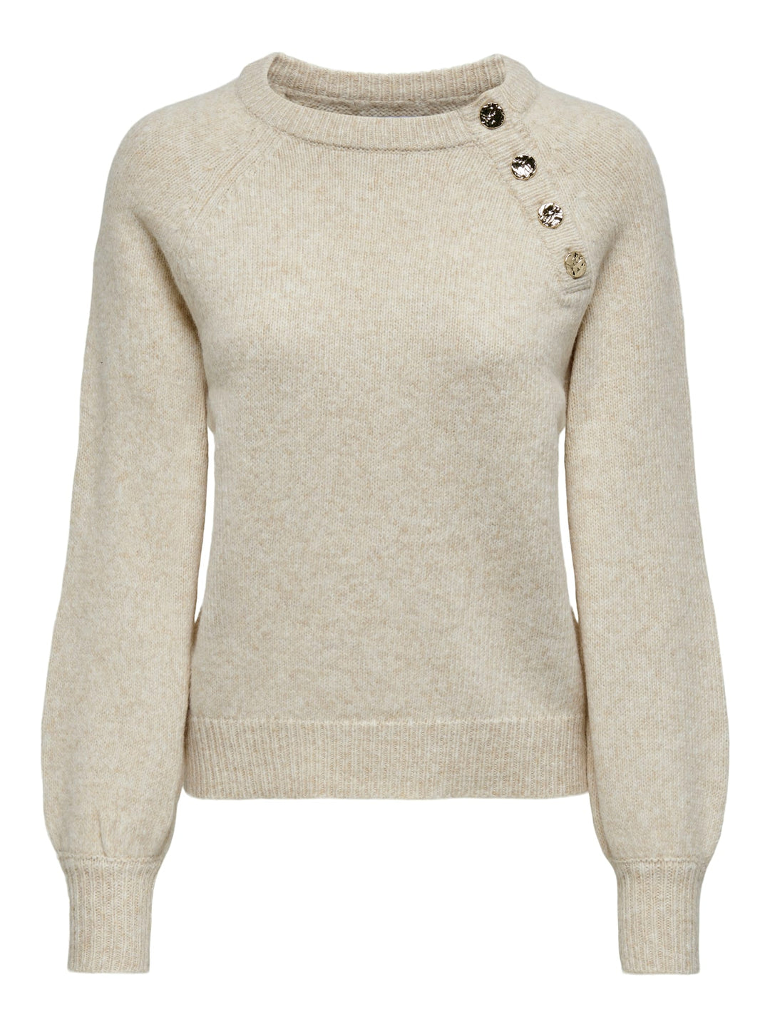 Only trui dames beige – ONLEMMA LS BUTTON ONECK KNT NOOS