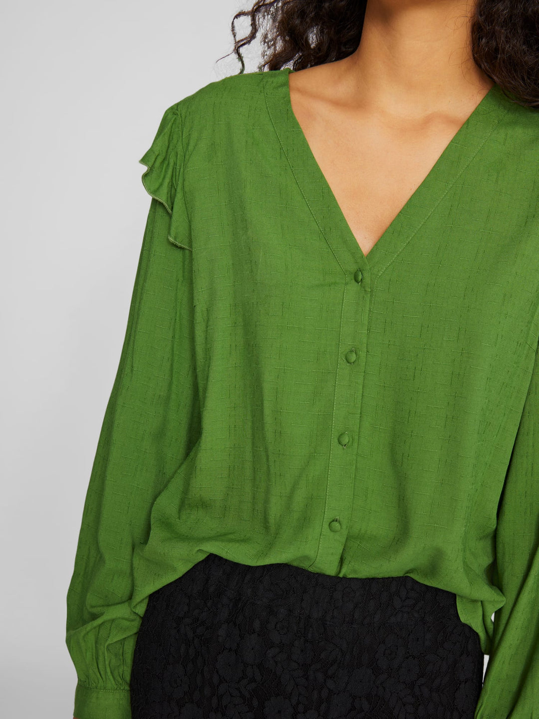 Vila VIDESTINA V-NECK L/S TOP groen – dames blouse