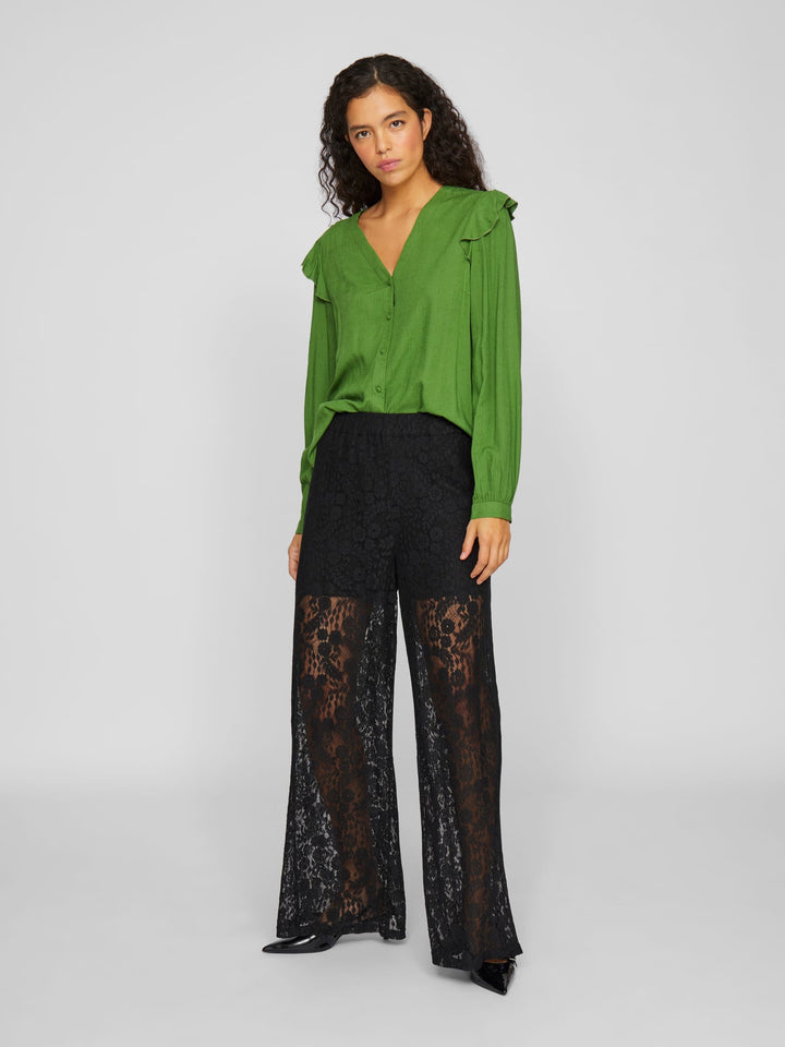 Vila 14101043 destina blouse l/m groen