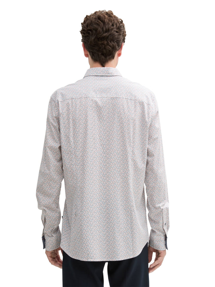 Tom Tailor 1045935 overhemd l/m ecru dessin – heren